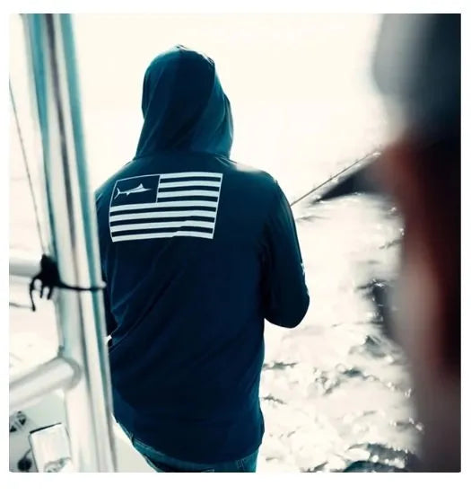 BILLFISH GEAR FISHING JERSEY HOODIE UV PROTECT - Marlin Blue