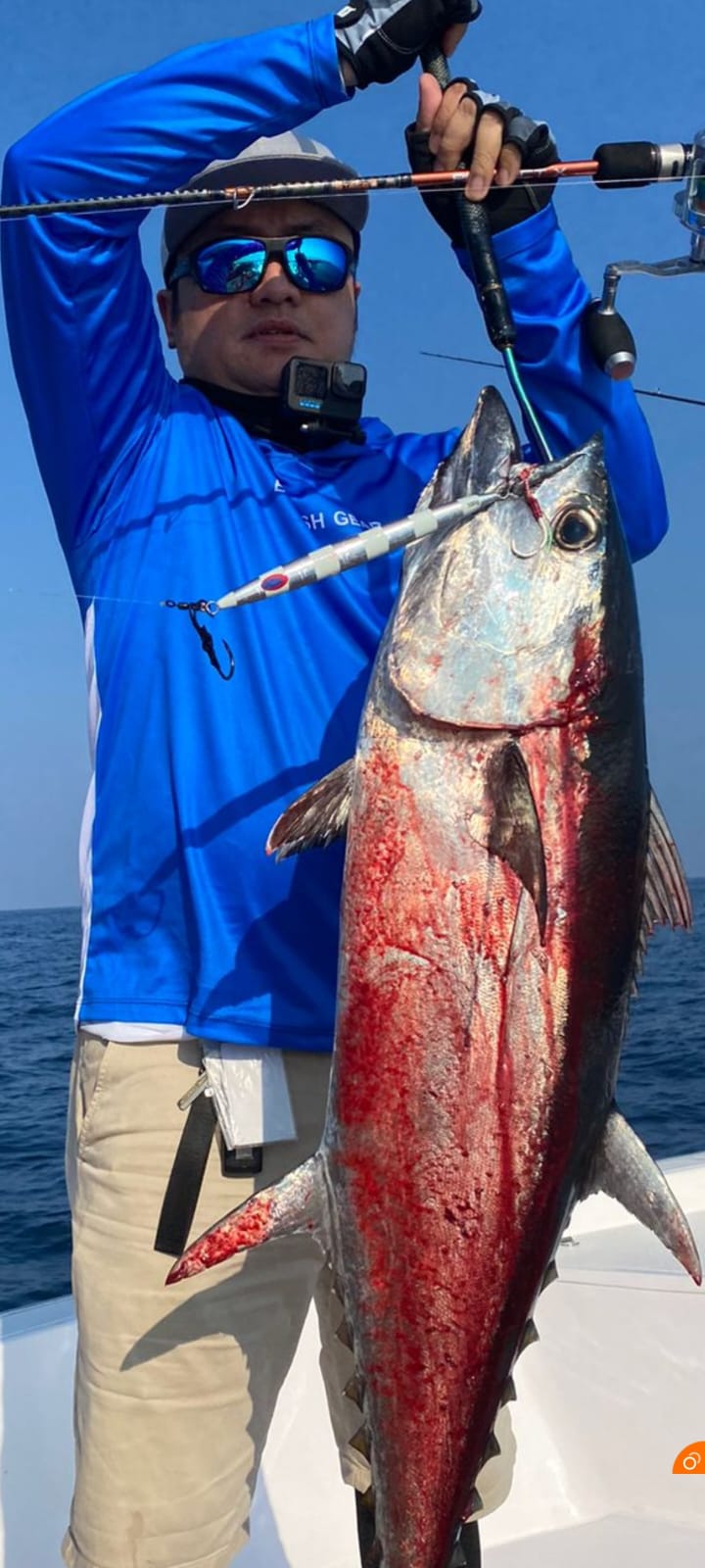 BILLFISH GEAR FISHING JERSEY HOODIE UV PROTECT - Blue White