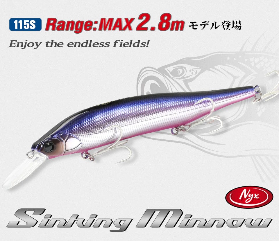 TSURINOYA 115S NYX SinKing Minnow Jerkbait 18.5g 115mm Saltwater Fishing Lure